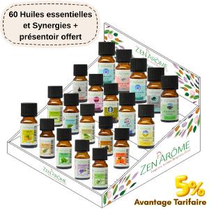 60 Huiles Essentielles et Synergies + Présentoir Offert