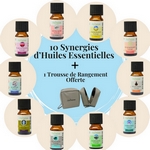 10 Synergie d'huiles essentielles - 10 ml + 1 Trousse offerte