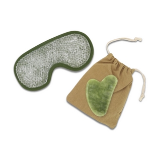 Kit Masque Yeux ThermoConfort et GuaSha Jade Vert + Housse